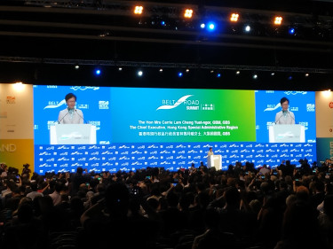 Carrie Lam, Hongkong kormányzója az Övezet és Út konferencián.