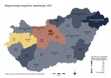 GfK Vásárlóerő magyar térkép 2021