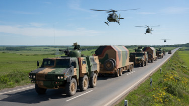 Harci járművek lepik el az utakat, sokszor helikopteres kísérettel
